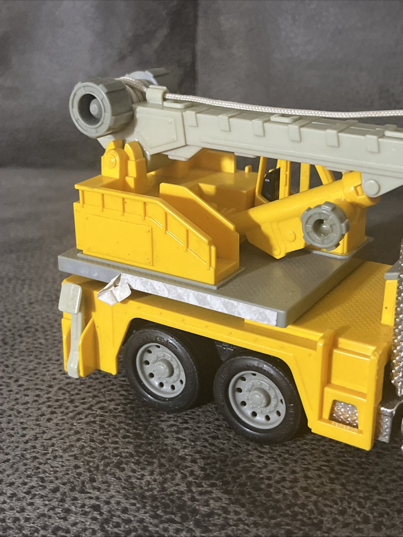 Yellow Die-Cast Micro Construction Crane Truck with Lights and Sounds