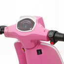 Pink 24V Electric Motorcycle for Kids with 3 Speeds, Rear Suspension, and LED Lights