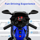 6V Blue Kids Ride-On Motorcycle with Training Wheels, Horn, and Headlight