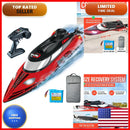 18.5" High-Speed RC Boat with Self-Righting Feature and LED Lights for All Ages