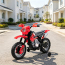 Red 6V Children's Electric Motorcycle Toy with Training Wheels