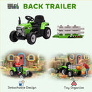 Green 12V Electric Tractor with Trailer and 25W Dual Motors