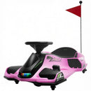 12V Pink Electric Drift Go Kart for Kids with Music Lights and Gentle Start