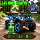24V Electric Off-Road ATV for Kids with Bluetooth, LED Lights, and 160W Power - Blue