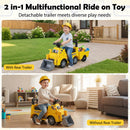 Dual Function Ride-On Excavator with Removable Trailer, Shovel, and Horn for Toddlers 18 Months and Up