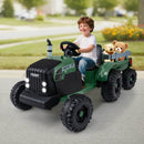 24V Kids' Ride-On Tractor with Removable Trailer and Music Remote Control