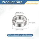 MR148ZZ Deep Groove Ball Bearings with Double Metal Shields, 8mm x 14mm x 4mm, Pack of 20