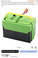 24V 8Ah Li-Ion Rechargeable Battery for Children's Ride-On Vehicle with Charger