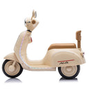 Beige 12V Electric 3-Wheel Scooter for Kids with Bluetooth and LED Lights, Ages 3-6