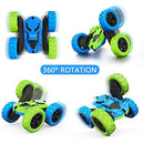 360° Rotating Remote Control Car for Kids in Blue and Green with Headlights