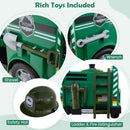 12V Green Fire Truck Ride-On Toy Car for Toddlers with Shovel and Wrench