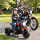 Red 6V Children's Motorcycle with Music, Storytelling, LED Lights, Accelerator Pedal, and Triple Wheels