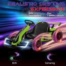 Green Electric Go Kart with Adjustable Seat and Slow Start, 24V, 7.5 MPH