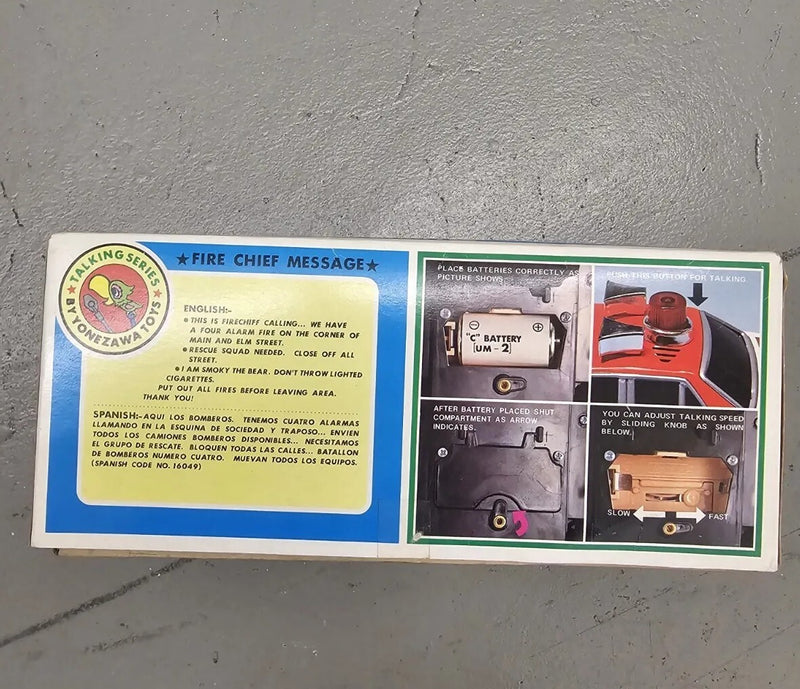 Vintage Talking Fire Chief Car with Original Box Complete and Working Condition