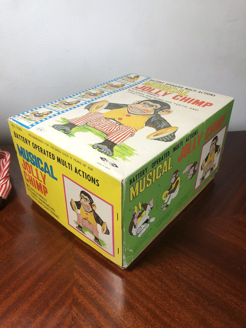 Working 1970s Musical Clapping Cymbal Monkey Toy with Original Box