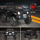 12V Black Kids Ride-On Truck with RC Control, Spring Suspension, LED Lights, and Music Trunk