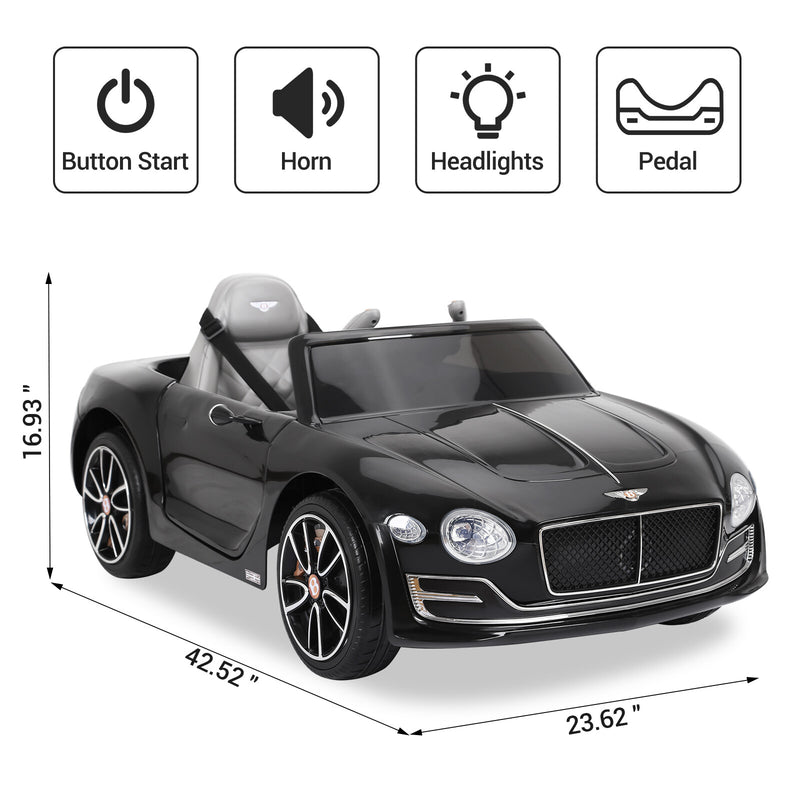 12V Licensed Bentley-Style Electric Ride-On Car for Kids with Remote Control
