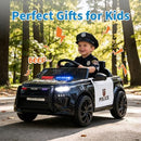 12V 4.5Ah Remote-Controlled Electric Police Car for Kids - Black with LED Lights