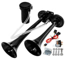 Dual Black 12V 150DB Air Horn System with 120 PSI Compressor for Trucks
