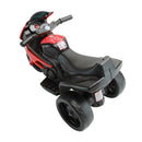 Red 3-Wheel 6V Electric Motorcycle Toy for Kids with Remote Control and LED Lights.