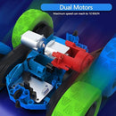 360° Rotating Blue & Green Remote Control Car with Headlights for Kids
