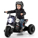 White 6V Kids Motorcycle with Music, Storytelling, LED Lights, Accelerator Pedal, and Three Wheels