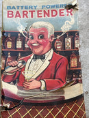 Rosko Vintage 1960s Tin Battery Operated Bartender Toy Figure with Original Packaging