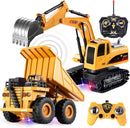 Dual Pack Remote-Controlled Construction Vehicle Toy Set with Friction-Driven Excavator