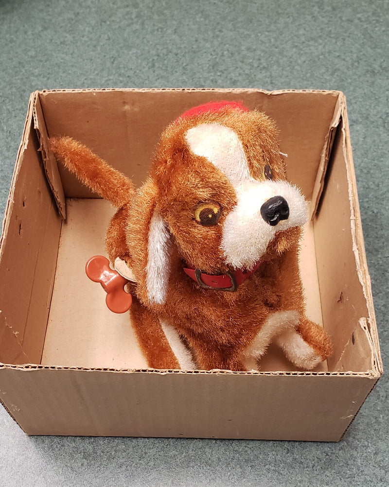Vintage 1960s Working Wind-Up Acrobat Puppy Toy in Box