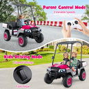 24V 7AH Pink 4WD 2-Seater Kids Golf Cart Ride-On Car with Storage and Remote Control