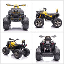 12V Rechargeable Yellow Kids ATV Ride-On Car with Music and Realistic Wheels