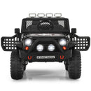 12V Black Electric Ride-On Truck for Kids with Remote Control, Lights, and Music