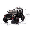 Black 24V Two-Seater Electric Ride-On Toy Truck for Kids with Bluetooth and LED Lights