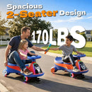 Blue 12V Wiggle Car for Kids, Two-Seater with Dual 75W Motors