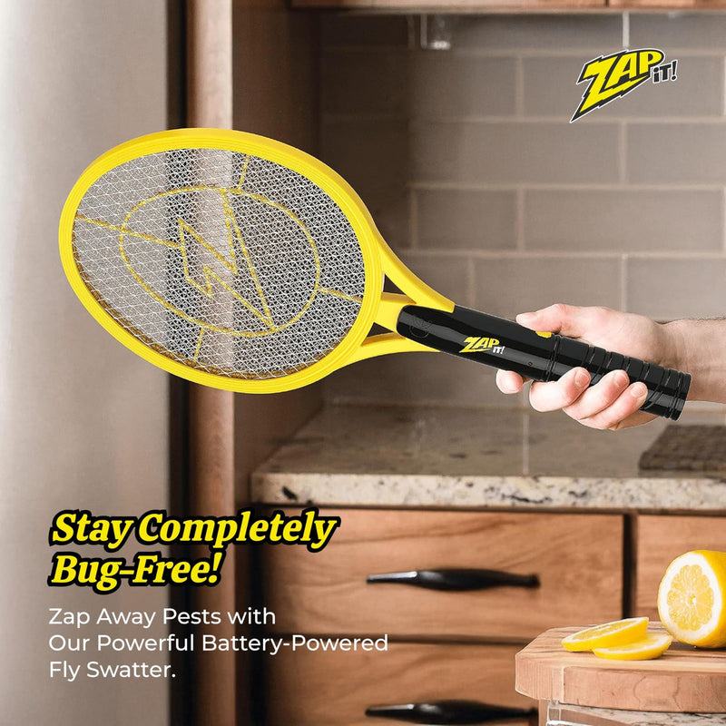 Battery-Powered Fly Swatter Racket with 3,500 Volt Electric Bug Zapper