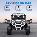 White Dual Motor 24V 2-Seater Kids Ride-On Car with Remote Control and Spring Suspension