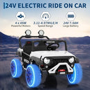 Dual Seat Electric Car for Kids, 24V Powered Ride-On, Speedy 4.97MPH Truck, White