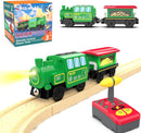 Remote-Controlled Battery-Powered Wooden Train Set