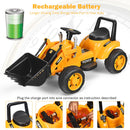 Yellow 6V Battery-Powered Ride-On Excavator Digger with Digging Bucket