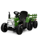 Kids' Electric Dark Green 12V Tractor with Removable Trailer