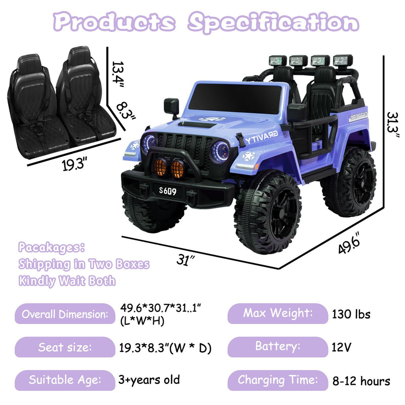 Kids Electric 12V Ride-On Jeep Truck with Remote Control and Powerful Battery