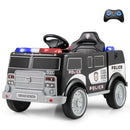 Police-Themed Ride-On Car for Kids with 3 Speed Settings, Megaphone, Music, FM Radio, and Flashing Lights