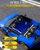 Blue 24V Electric 4WD Two-Seater Kids Ride-On Car Inspired by Lamborghini