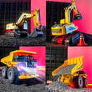Kids' 2.4GHz Dual Control RC Excavator and Dump Truck Toy Set with 11 Channels