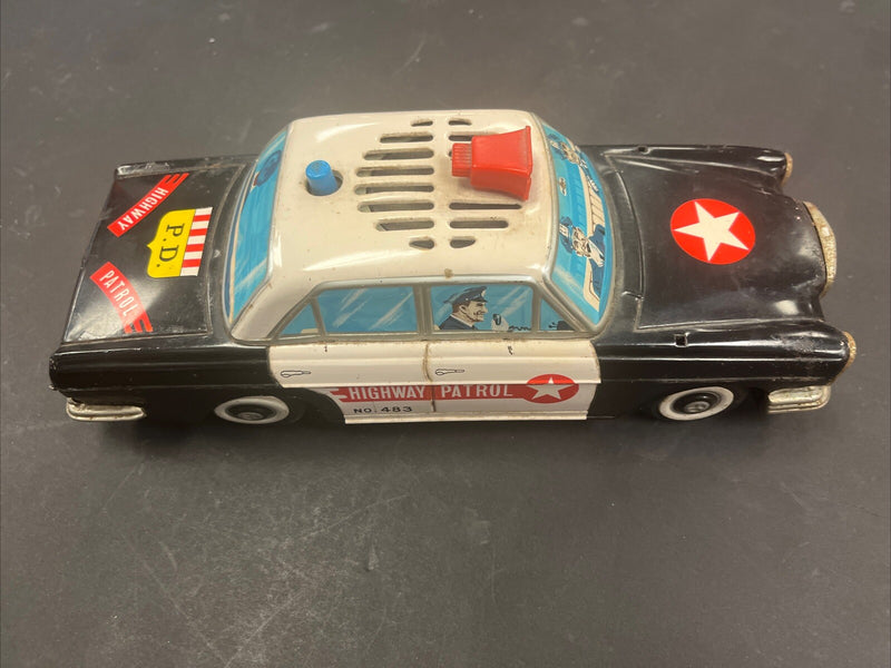 Vintage Japanese Tinplate Talking Highway Patrol Battery Operated Car No. 483