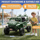 Dinosaur Green 12V Kids Ride-On UTV with Parent Remote and Bluetooth