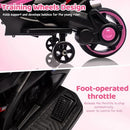 Pink Electric Ride-On Motorcycle for Kids with Training Wheels