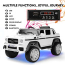 White 12V Electric Ride-On Car for Kids with 3 Speeds, Music, LED Lights, MP3, and Remote Control
