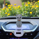 Gray Solar-Powered Twirling Cat Figurine - 4 Inches Tall