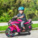 12V Kids Electric Motorcycle Ride-On Toy with Lights & Bluetooth in Pink